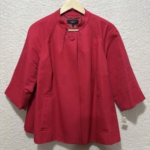 Talbots Blazer Womens Sz 16WP Bright Pink Ribbed Top Button 3/4-Sleeve Lined NWT